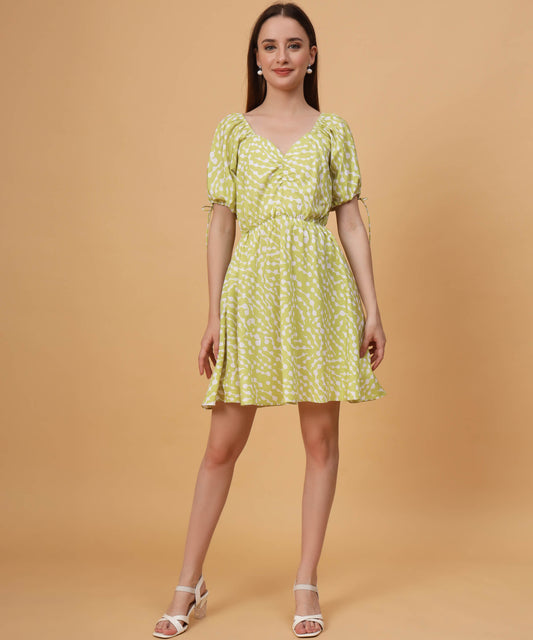 lime dotted mini dress