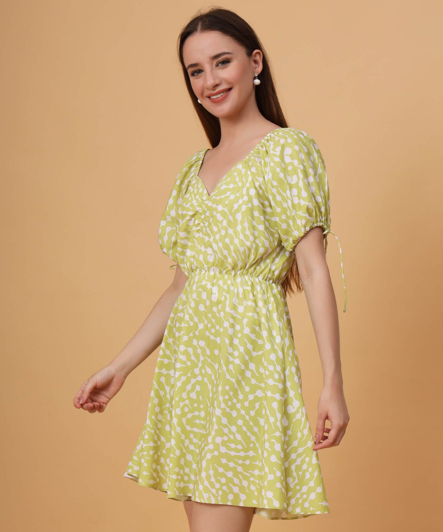 lime dotted mini dress