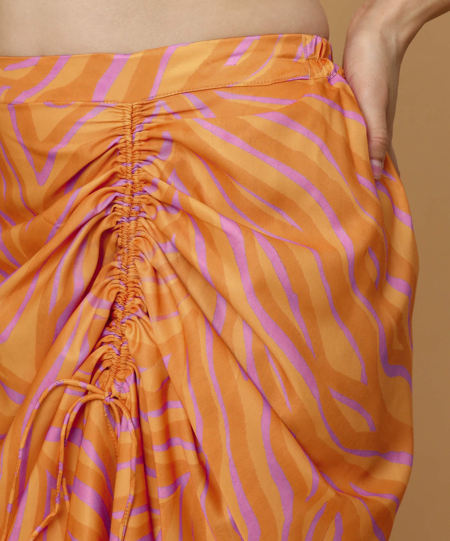 Orange tiger striped cutout skirt