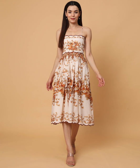 Halter neck amber floral midi dress