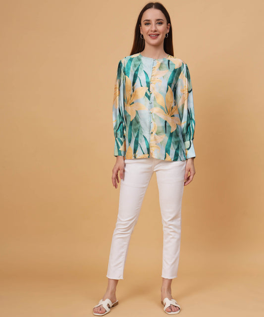 Tropical puff sleeve shirt