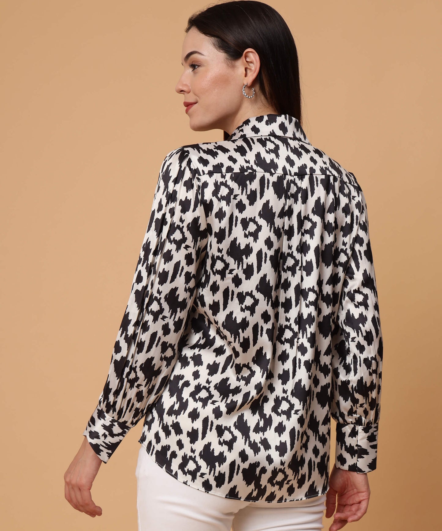 Leopard puff sleeves shirt