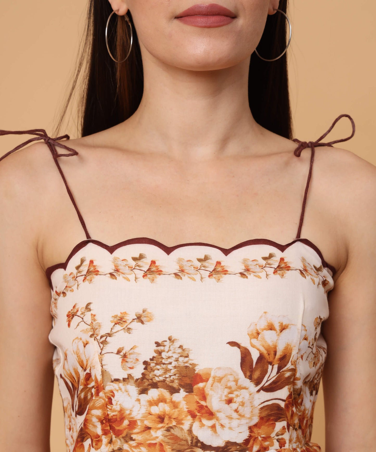 Halter neck amber floral top