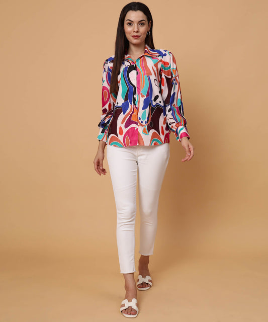 Geometric satin shirt