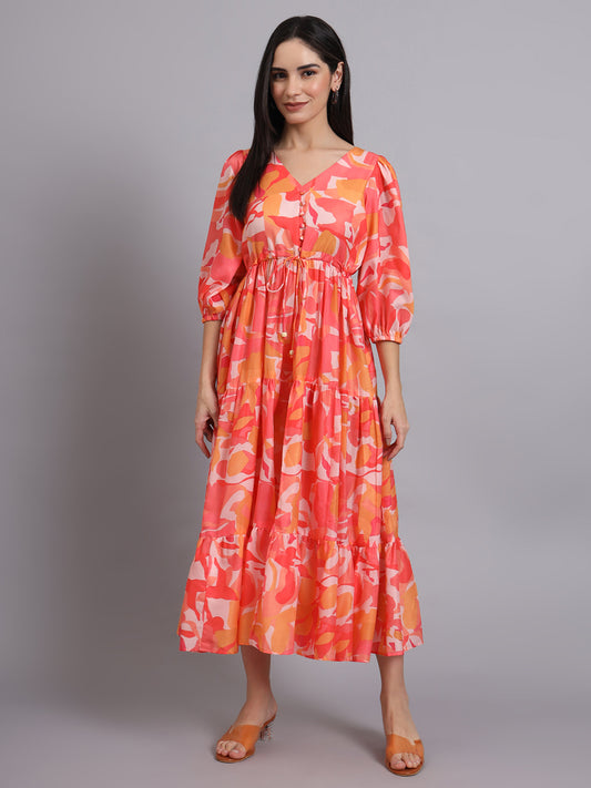 Marigold abstract printed maxi dress