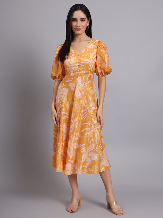 Yellow starfish puff sleeves dress