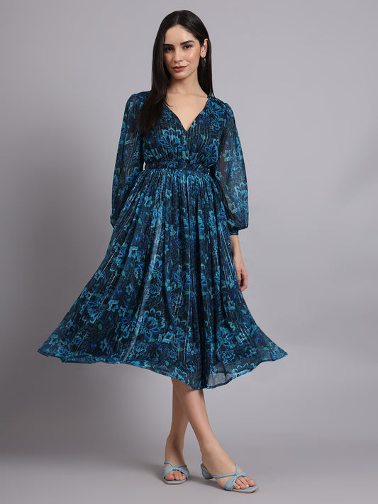 Navy blue floral dress